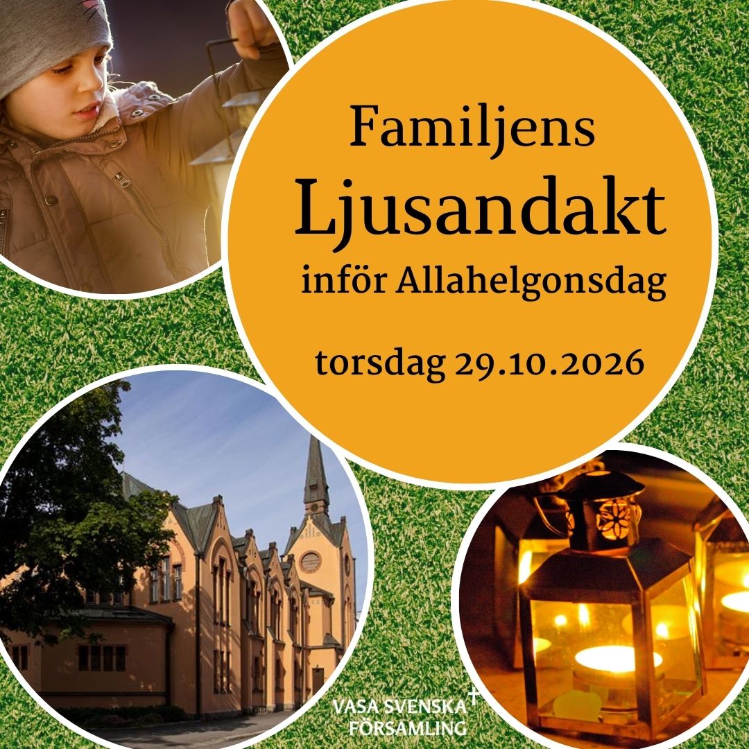 Bild av pojke med lykt, lykta och Brändö kyrka