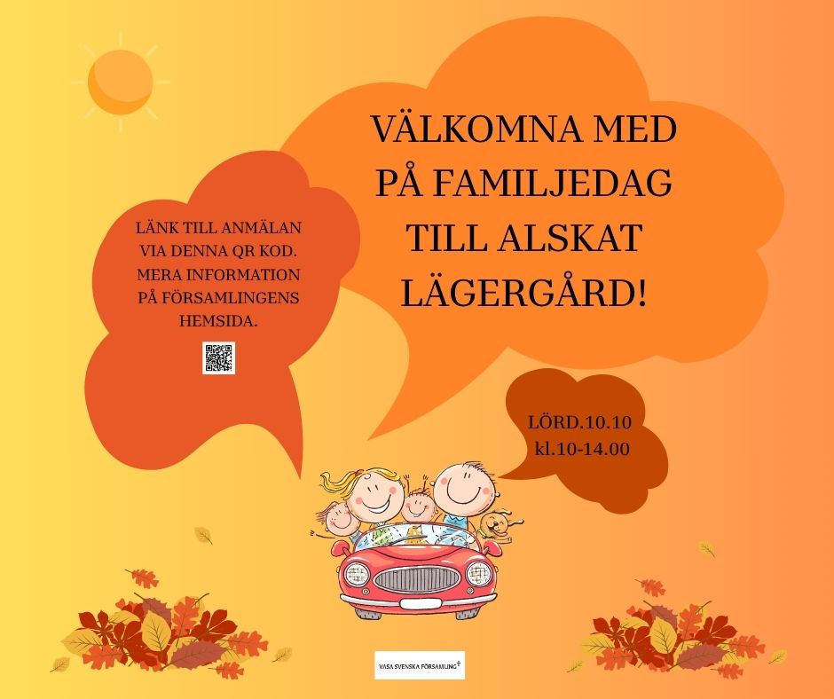 En bil med djur som kommer körandes bland höstlöv