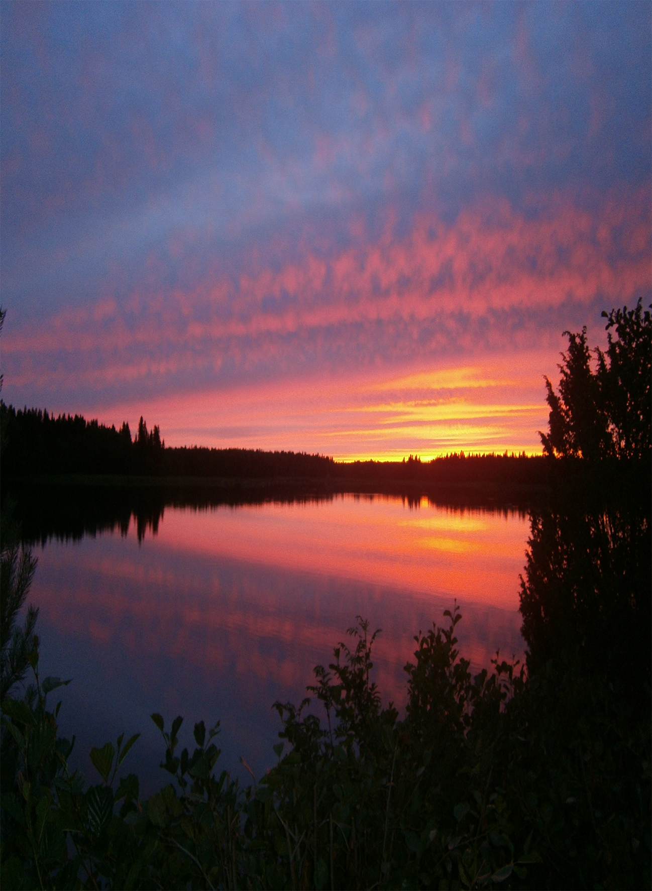 Virtuell endagsretreat Solnedgång över en sjö en sommarkväll.