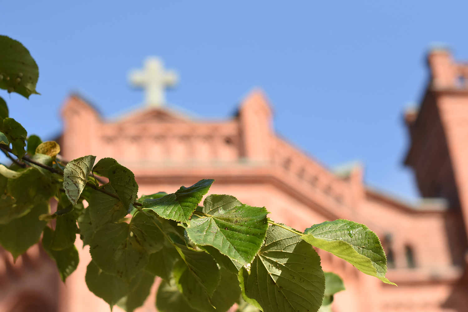 Högmässa Kors på kyrktak.