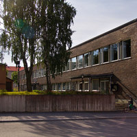 Brändö församlingsgård Mörkbrun tegelbyggnad