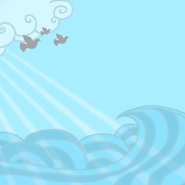 Illustration med tre duvor som flyger och texten Nya psalmer. Länken leder till webbsidan på arnean.yle.fi med psalmer.