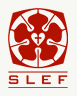 I logon text SLEF. En röd blomma med kors i mitten.