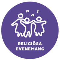Religiösa evenemang, violett bild med människor som sjunger