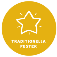 Traditionella fester, gul bild med stjärna på