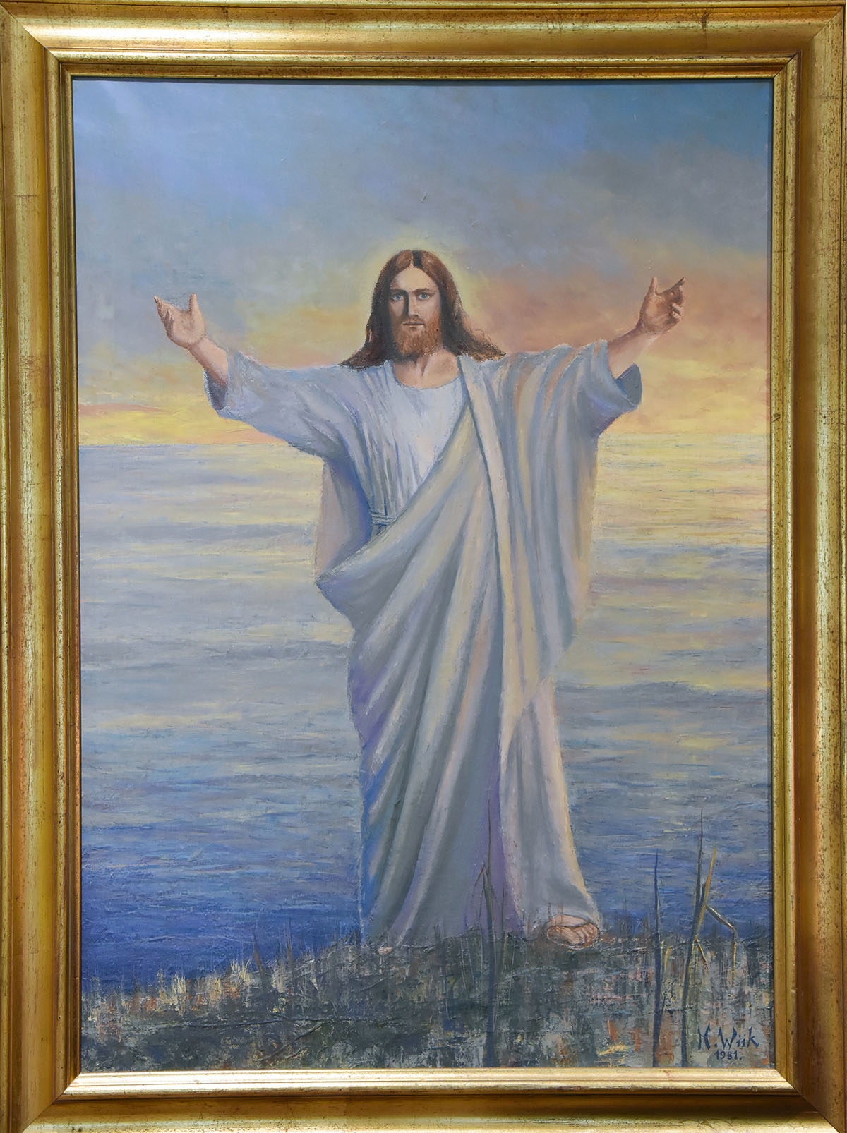 Öppna bilden i större format Tavlan Kristus går på vattnet av H. Wiik på Alskathemmet